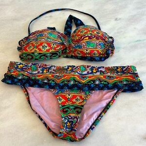 Nanette Lapore Women Bikini Size Medium (8-10) Multi Color Bandeau Swim …